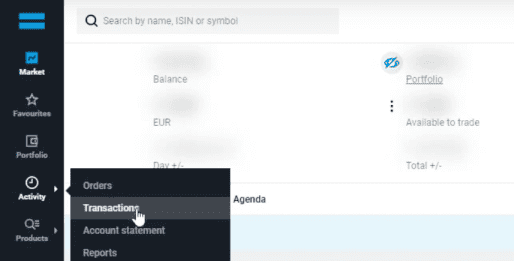 Export your transactions from DEGIRO WebTrader as a CSV file